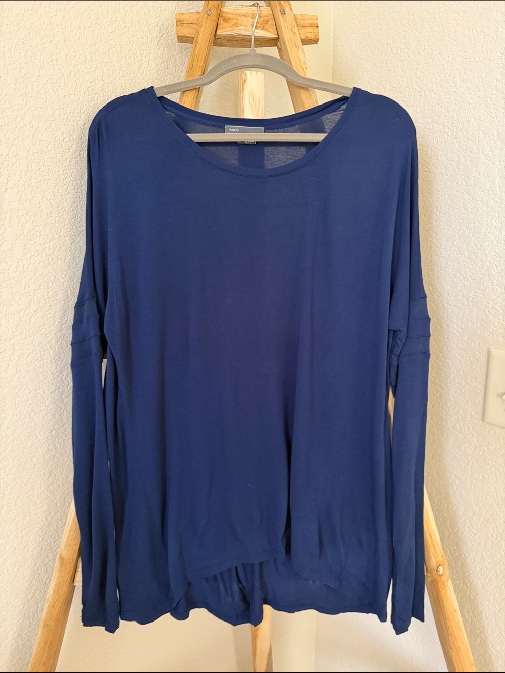 Vince Navy Long Sleeve Lightweight Crew Top